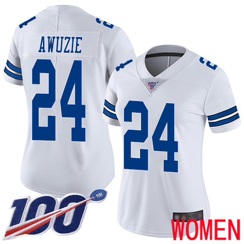 Women Dallas Cowboys Limited White Chidobe Awuzie Road #24 100th Season Vapor Untouchable NFL Jersey->women nfl jersey->Women Jersey
